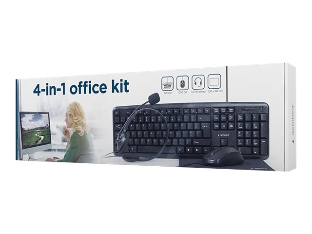 Gembird | 4-in-1 Multimedia office set | KBS-UO4-01 | Keyboard, Mouse, Pad and Headset Set | Wired | Mouse included | US | Black | 630 g - Image 5