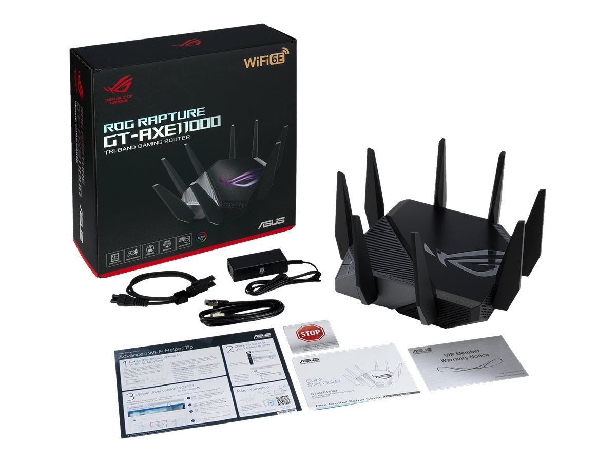 Wi-Fi 6 Tri-Band Gigabit Gaming Router | ROG GT-AXE11000 Rapture | 802.11ax | 1148+4804+4804 Mbit/s | 10/100/1000/2500 Mbit/s | Ethernet LAN (RJ-45) ports 5 | Mesh Support Yes | MU-MiMO Yes | No mobile broadband | Antenna type External | 2xUSB 3.2 - Image 10