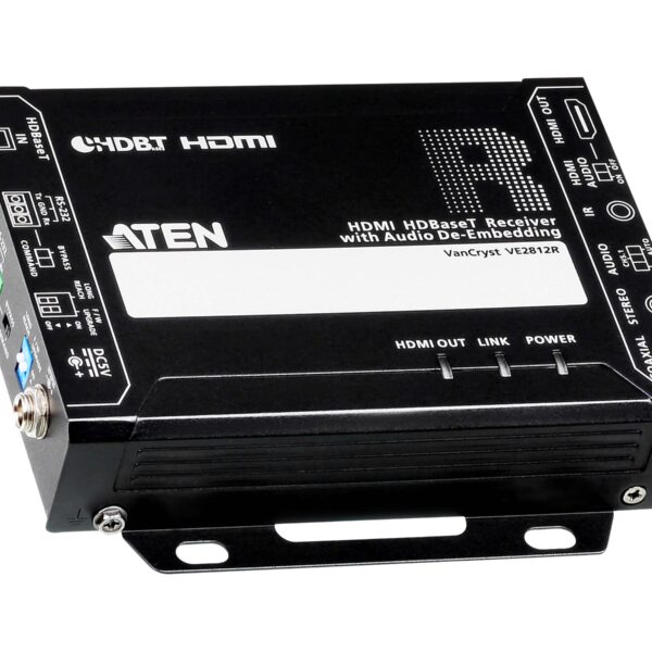 Aten | HDMI HDBaseT Receiver with Audio De-Embedding | VE2812R | 1xDC Jack (Power), 1xRJ-45 Female (Unit To Unit)