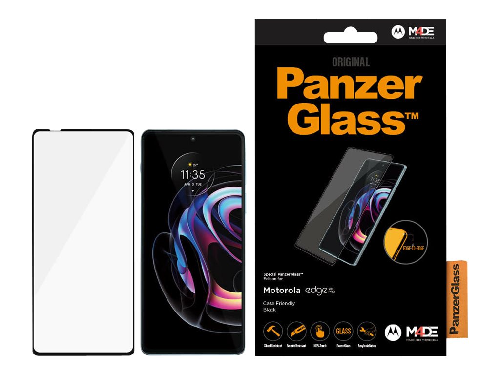 PanzerGlass | Screen protector | Motorola | Edge 20 Pro | Glass | Black | Full frame coverage; 100% touch preservation; Rounded edges | Case friendly - Image 7