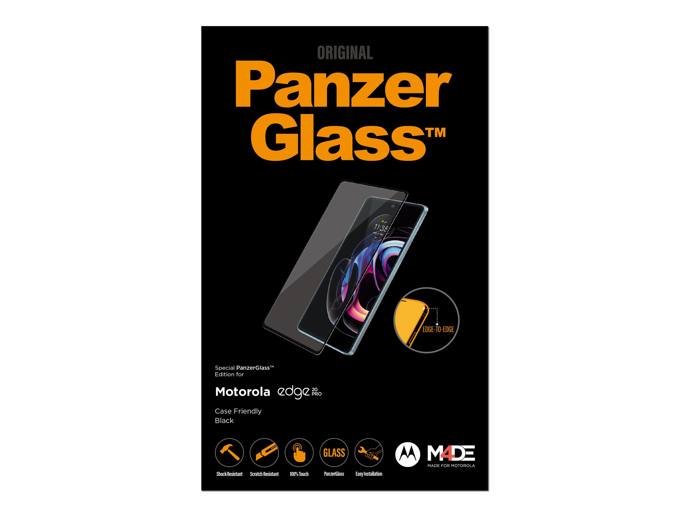 PanzerGlass | Screen protector | Motorola | Edge 20 Pro | Glass | Black | Full frame coverage; 100% touch preservation; Rounded edges | Case friendly - Image 8
