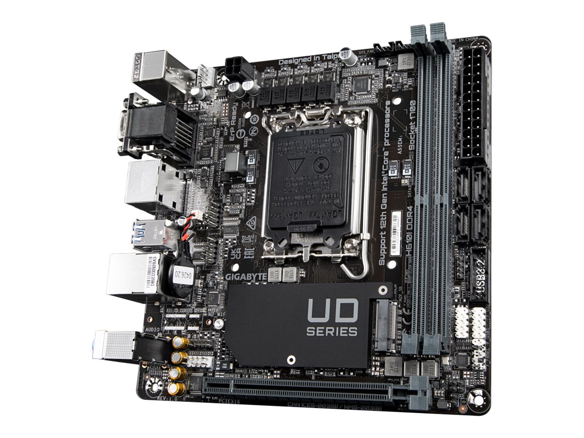 Gigabyte | H610I DDR4 1.0 M/B | Processor family Intel | Processor socket LGA1700 | DDR4 DIMM | Memory slots 2 | Supported hard disk drive interfaces SATA, M.2 | Number of SATA connectors 4 | Chipset Intel H610 Express | Mini-ITX - Image 4