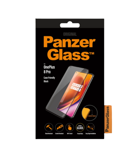 PanzerGlass | Screen protector | OnePlus | 8 Pro | Glass | Black | Full frame coverage; Rounded edges; Crystal clear; 100% touch preservation | Case friendly