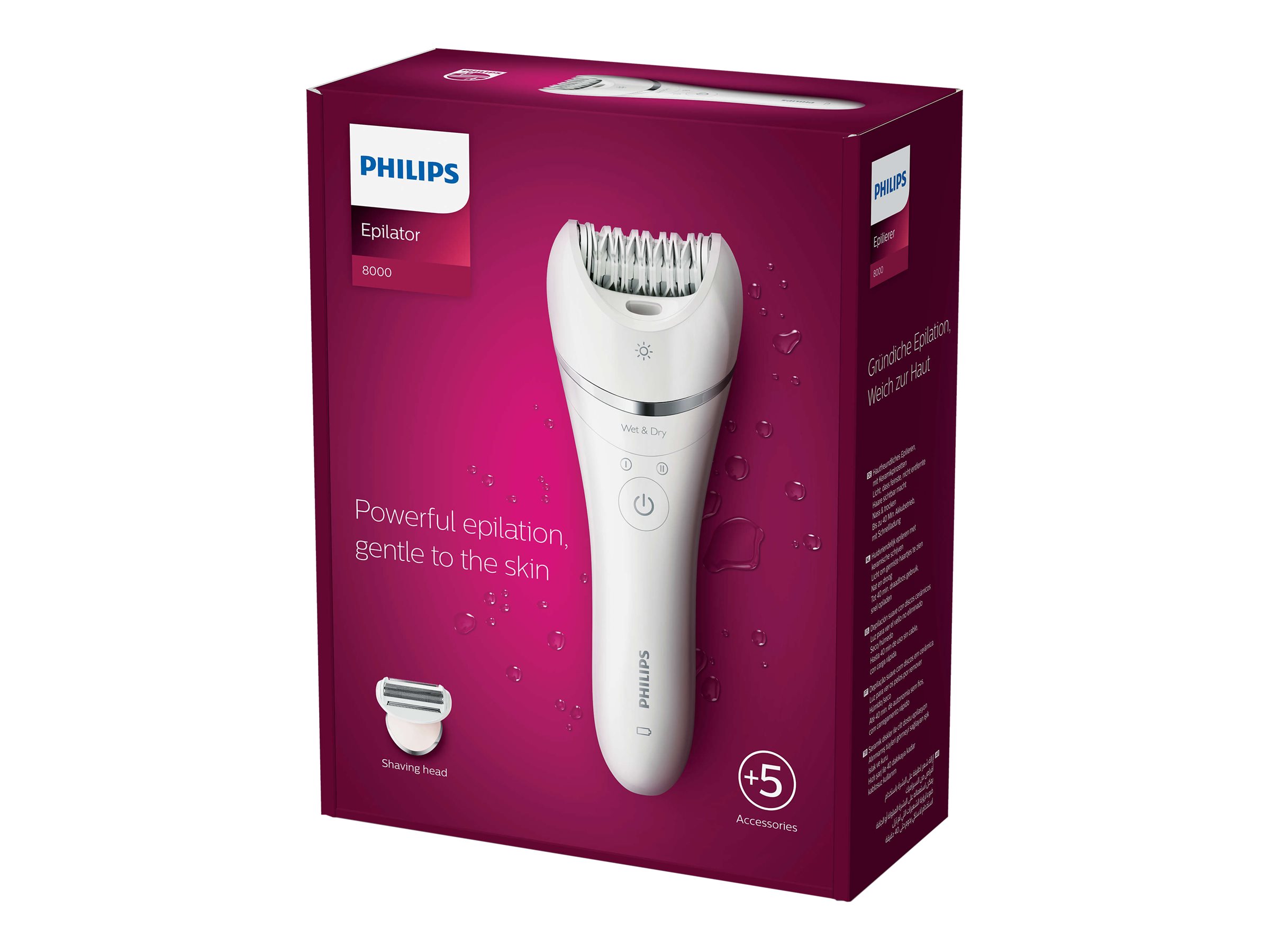 Philips | Epilator | BRE710/00 | Operating time (max) 40 min | Number of power levels N/A | Wet & Dry | White/Pink - Image 6