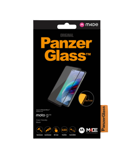 PanzerGlass | Screen protector | Motorola | Moto g100 | Glass | Black | Full frame coverage; 100% touch preservation; Rounded edges | Case friendly