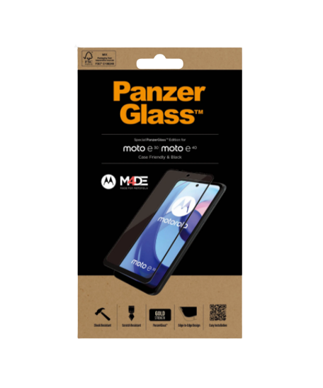 PanzerGlass | Screen protector | Motorola | Moto e30/e40 | Glass | Black | Full frame coverage; 100% touch preservation; Rounded edges | Case friendly