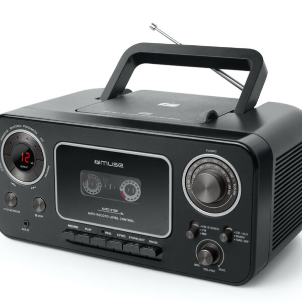 Muse | Stereo Radio CD Cassette Recorder | M-155CR | Black | Cassette deck | CD player | FM radio | Headphone out