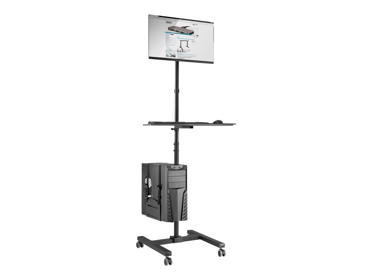 Digitus | Mobile workstation with individual height adjustment | DA-90374 | Monitor Mount, PC Holder | 17-32 " | Black - Image 4