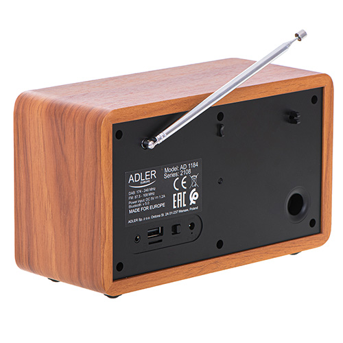Adler | Radio DAB+ Bluetooth | AD 1184 | Alarm function | Black/Brown - Image 5