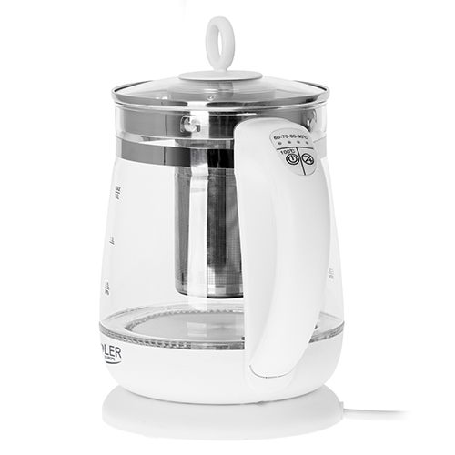 Adler | Kettle | AD 1299 | Electric | 2200 W | 1.5 L | Glass/Stainless steel | 360° rotational base | White - Image 5