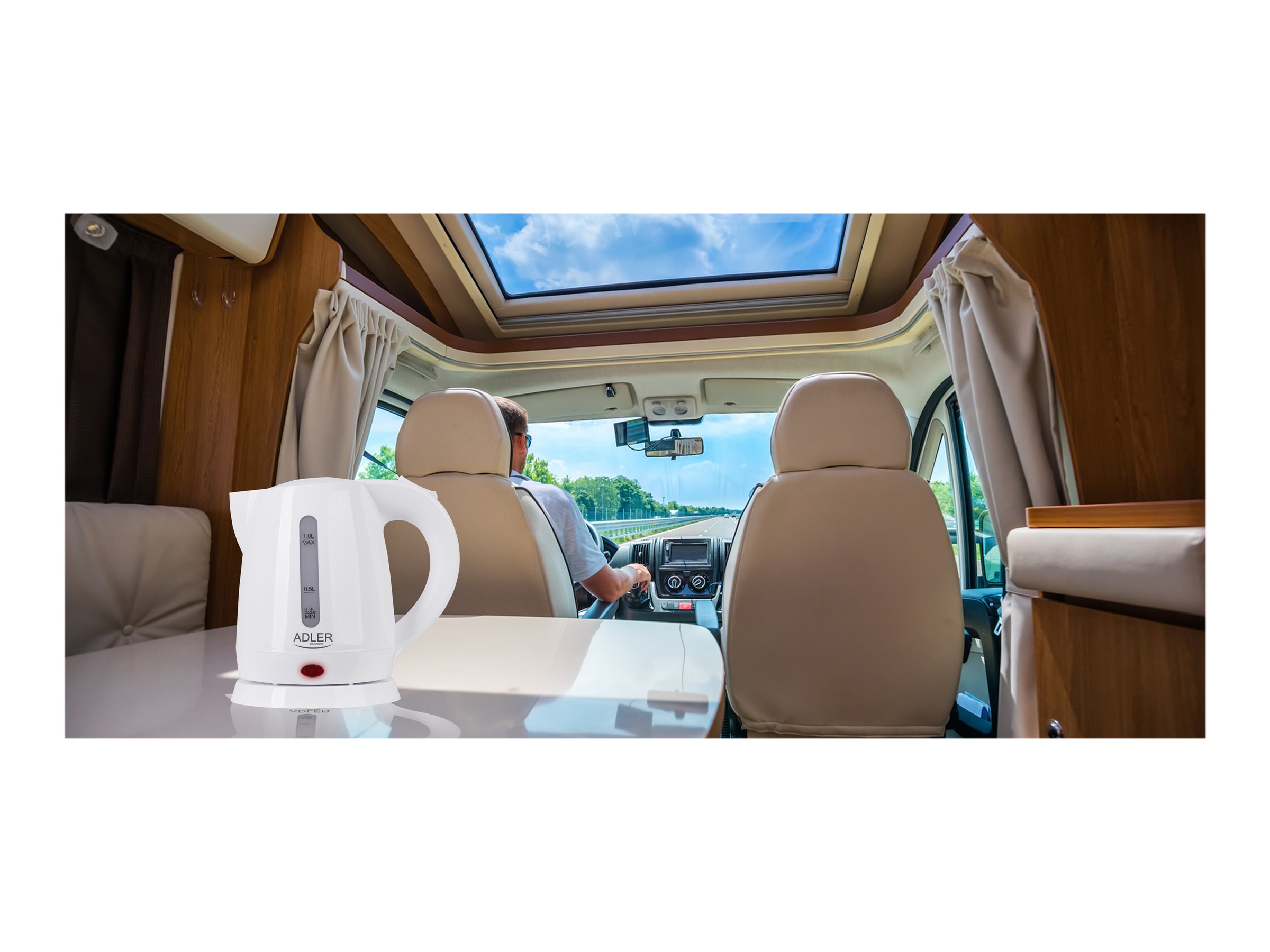 Adler | Kettle | AD 1272 | Electric | 1600 W | 1 L | Stainless steel/Polypropylene | 360° rotational base | White - Image 9