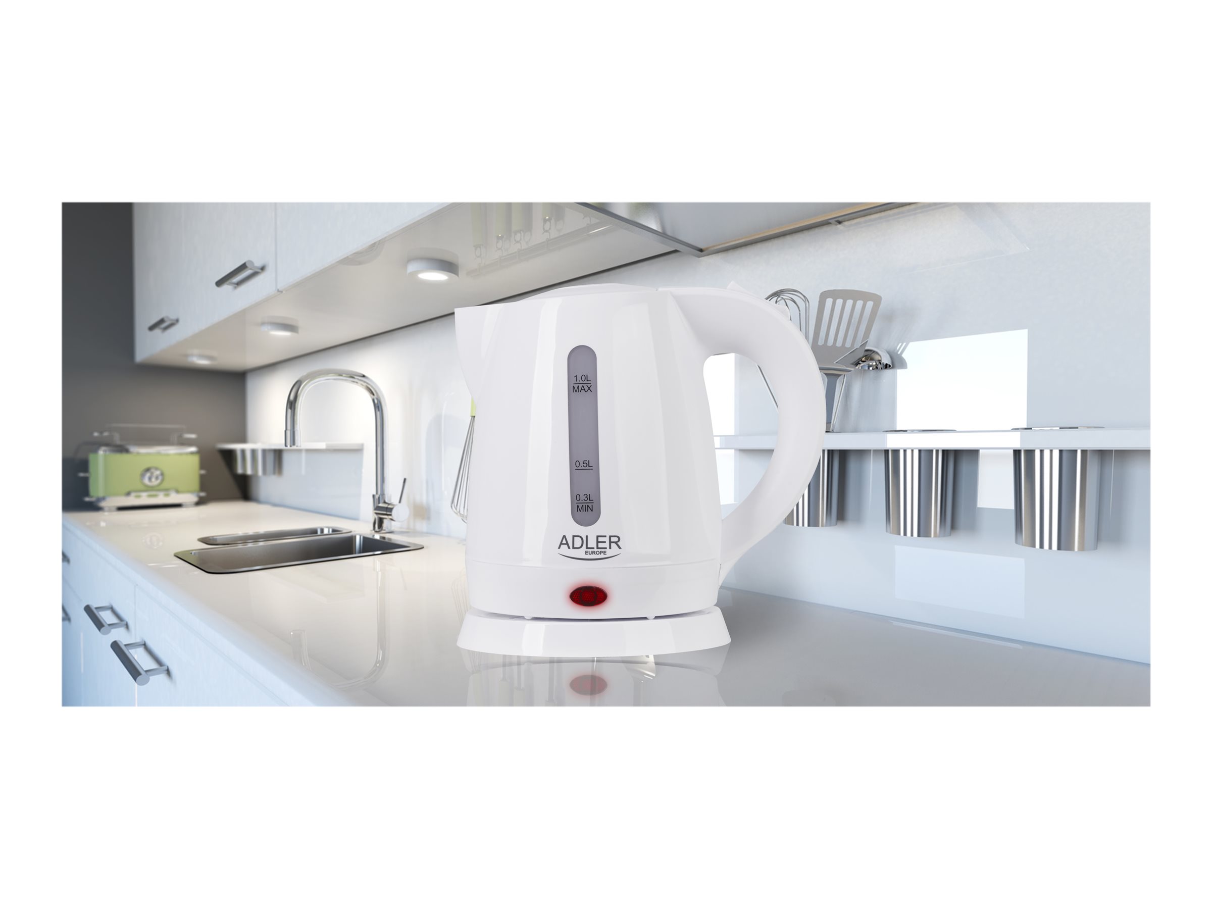 Adler | Kettle | AD 1272 | Electric | 1600 W | 1 L | Stainless steel/Polypropylene | 360° rotational base | White - Image 10