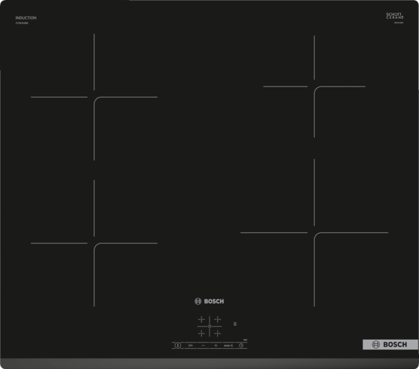 Bosch | Hob | PUE63KBB6E | Induction | Number of burners/cooking zones 4 | Touch | Timer | Black