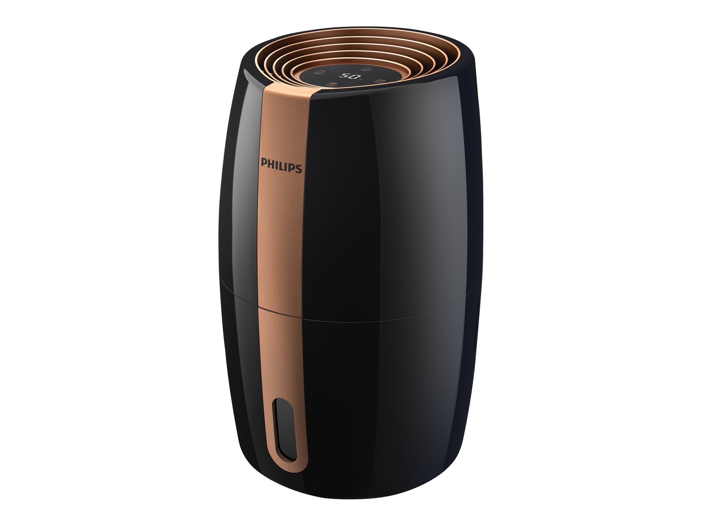 Philips | HU2718/10 | Humidifier | 17 W | Water tank capacity 2 L | Suitable for rooms up to 32 m² | NanoCloud technology | Humidification capacity 200 ml/hr | Black/Copper - Image 2