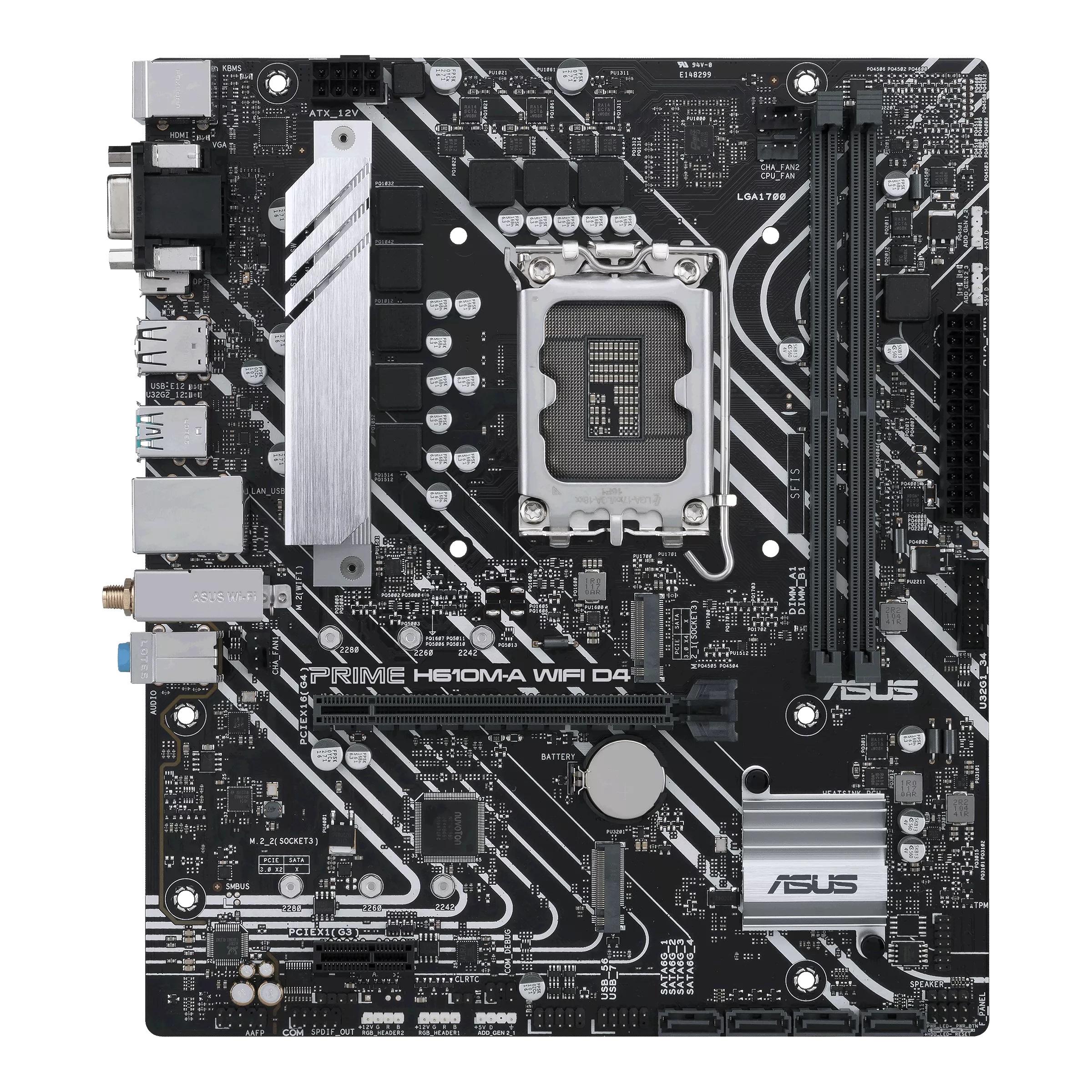 Asus | PRIME H610M-A WIFI D4 | Processor family Intel | Processor socket LGA1700 | DDR4 DIMM | Memory slots 2 | Supported hard disk drive interfaces SATA, M.2 | Number of SATA connectors 4 | Chipset Intel H610 | mATX