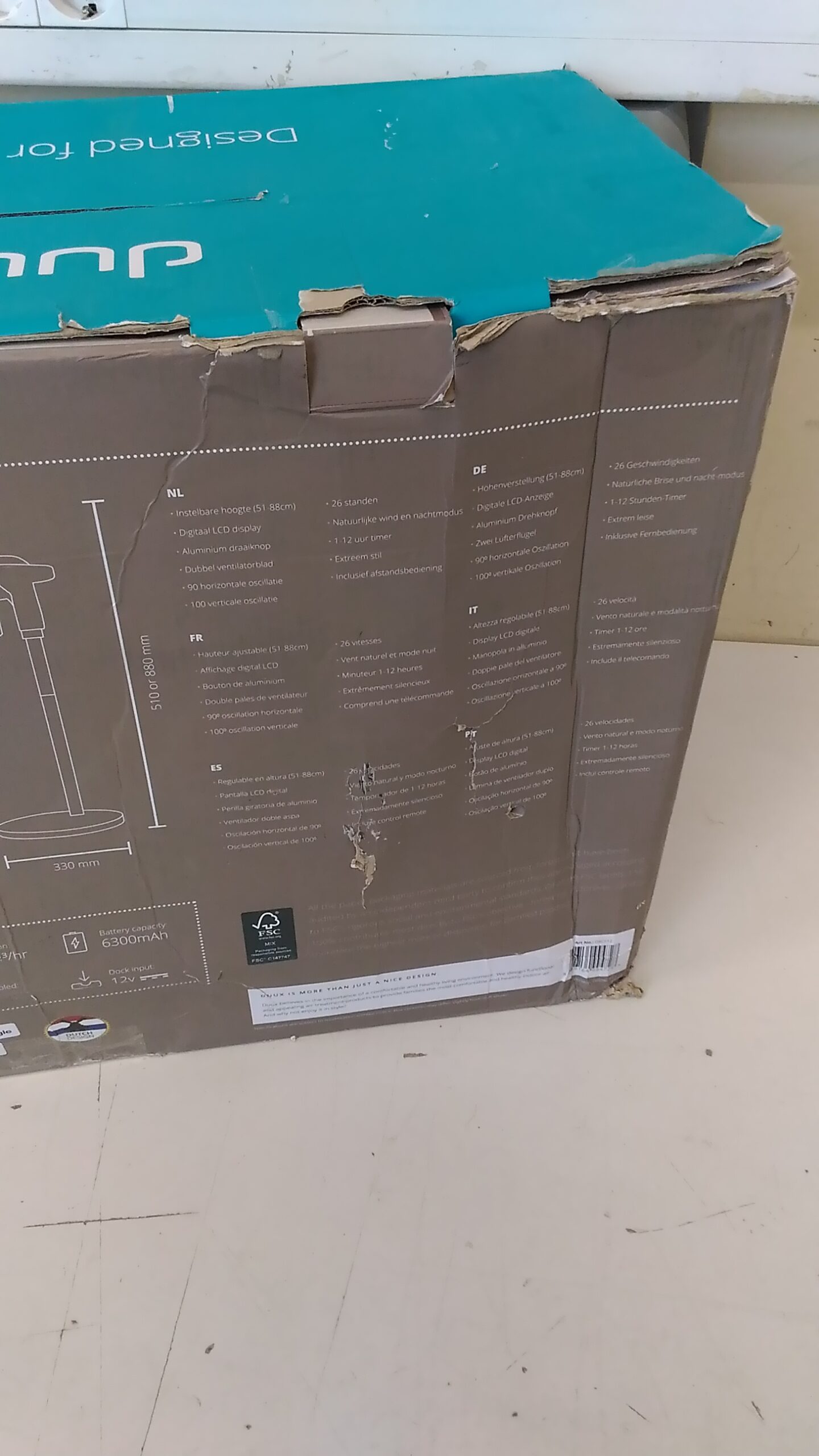 SALE OUT. SALE OUT. Duux | Smart Fan | Whisper Flex Smart Black with Battery Pack | Stand Fan | USED, DAMAGED PACKAGING, SMALL MARKS ON STAND, BATTERY NOT WORKING, CRACK ON BACK | Black | Diameter 34 cm | Number of speeds 26 | Oscillation | 2-22 W | Remote control | Timer - Image 5