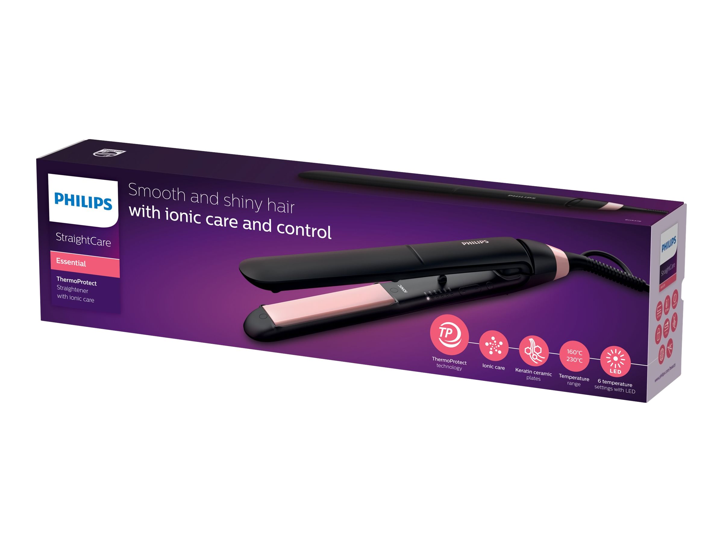 Philips | Hair Straitghtener | BHS378/00 ThermoProtect | Warranty 24 month(s) | Ceramic heating system | Ionic function | Temperature (max) 230 °C | Black - Image 8