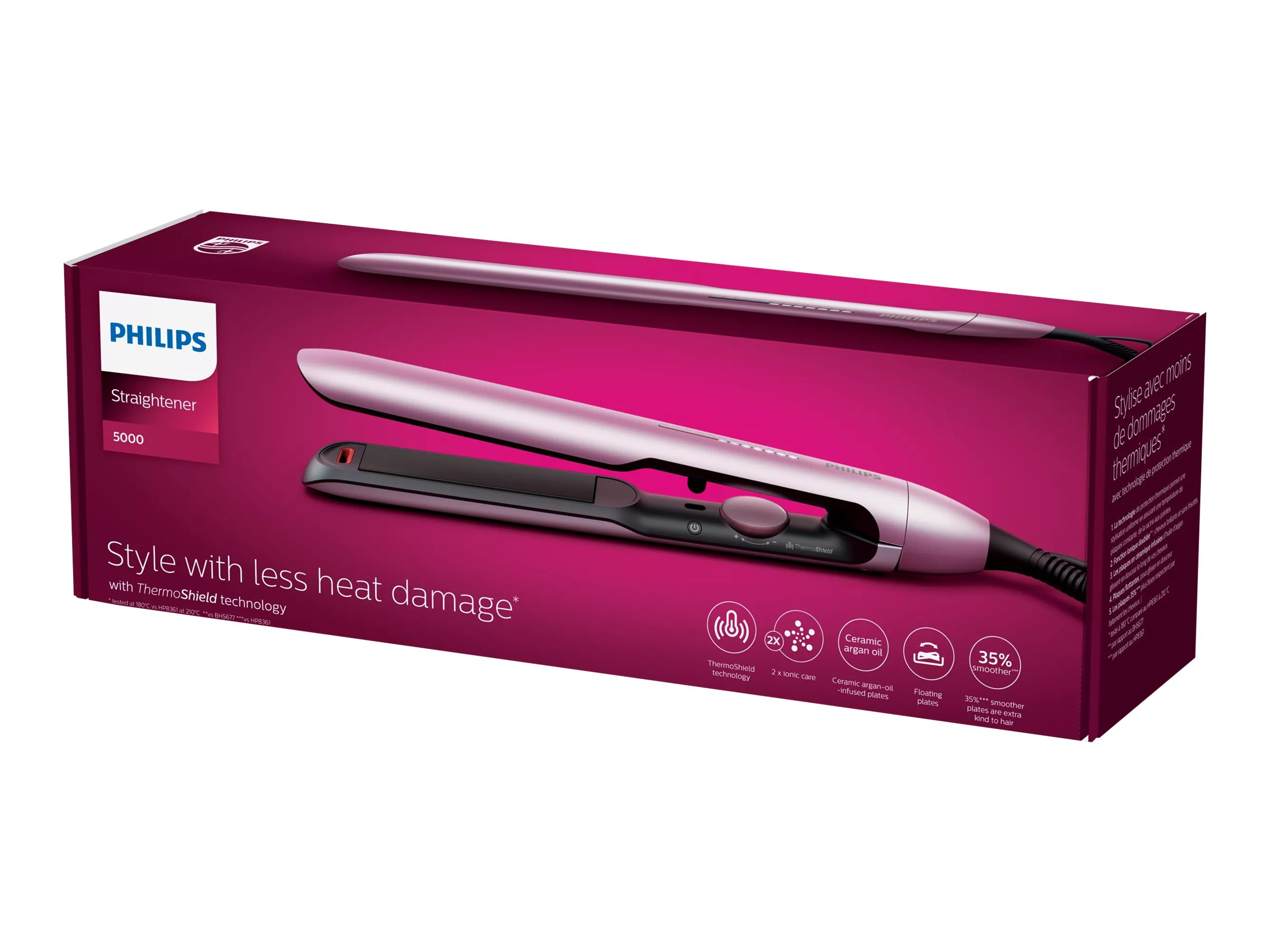 Philips | Hair Straitghtener | BHS530/00 | Warranty 24 month(s) | Ceramic heating system | Ionic function | Display LED | Temperature (max) 230 °C | Number of heating levels 12 | Metallic Pink - Image 4