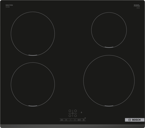 Bosch | Hob | PIE631BB5E Series 4 | Induction | Number of burners/cooking zones 4 | Touch | Timer | Black