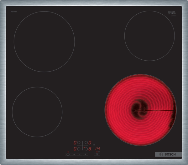Bosch | Hob | PKE645BB2E Series 4 | Vitroceramic | Number of burners/cooking zones 4 | Touch | Timer | Black