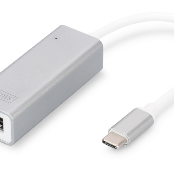 Digitus | USB Type C 3.0 Gigabit Ethernet Adapter 10/100/1000 Mbps | DN-3024 | USB Type-C to RJ45