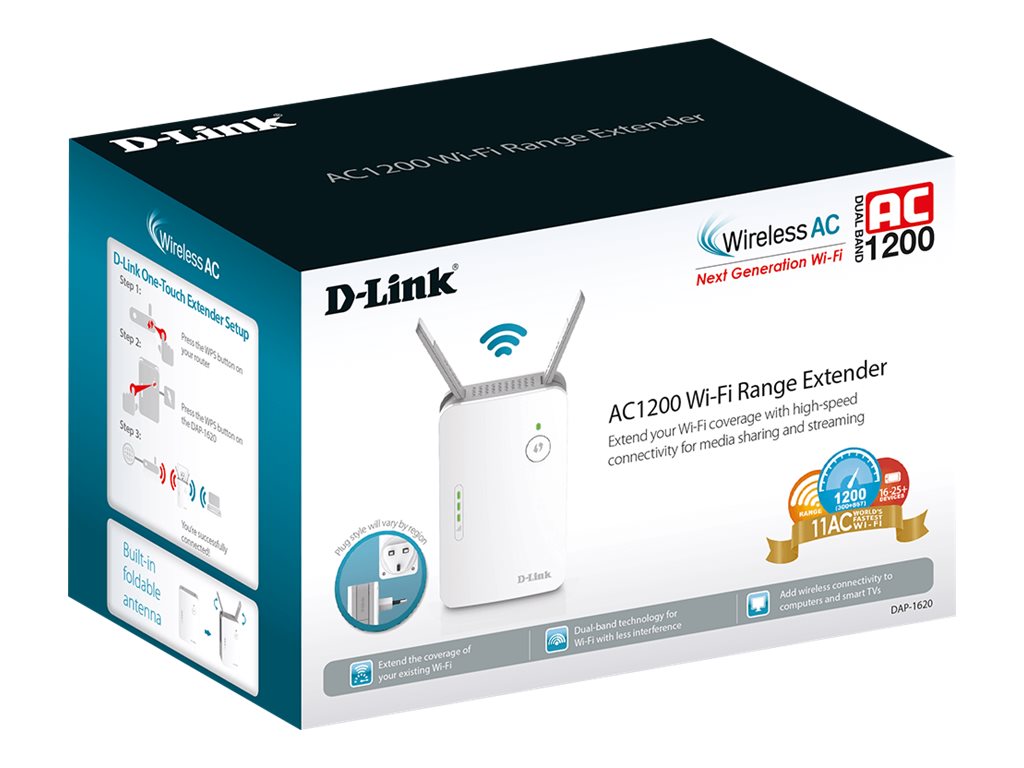 D-Link | AC1300 Wi-Fi Range Extender | DAP-1620 | 802.11ac | Mesh Support No | 400+867 Mbit/s | 10/100/1000 Mbit/s | Ethernet LAN (RJ-45) ports 1 | No mobile broadband | MU-MiMO No | Antenna type External - Image 15