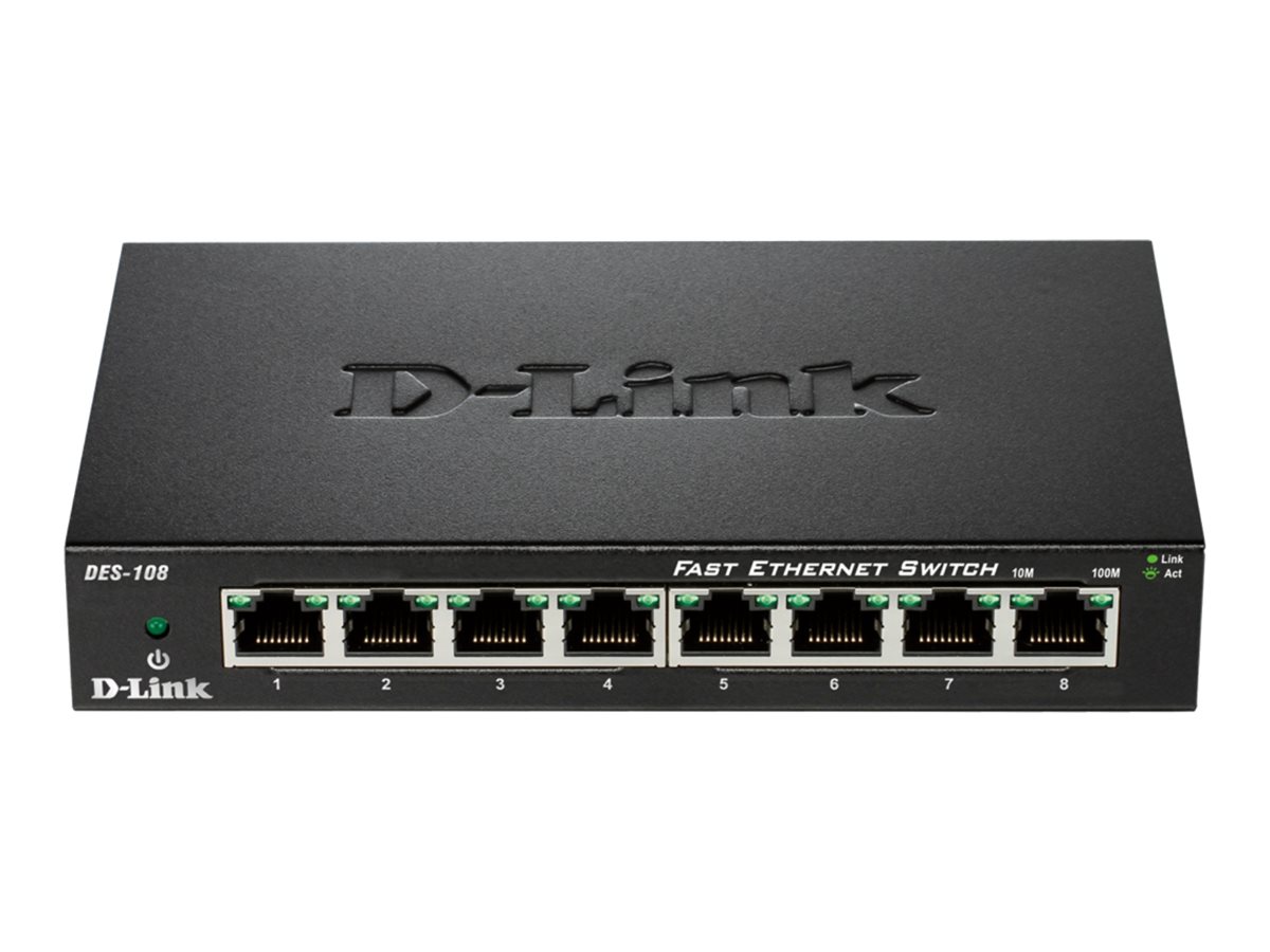 D-Link | Ethernet Switch | DES-108/E | Unmanaged | Desktop | 10/100 Mbps (RJ-45) ports quantity 8 - Image 3