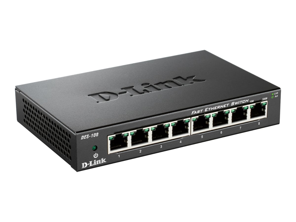 D-Link | Ethernet Switch | DES-108/E | Unmanaged | Desktop | 10/100 Mbps (RJ-45) ports quantity 8 - Image 5