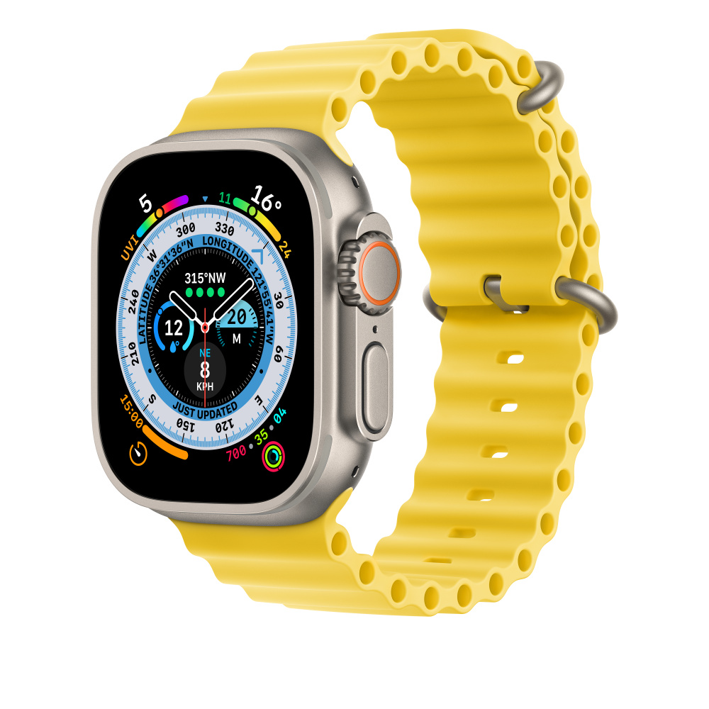 Apple | Ocean Band Extension | 49 | Yellow | Fluoroelastomer | Strap fits 130–200mm wrists - Image 3