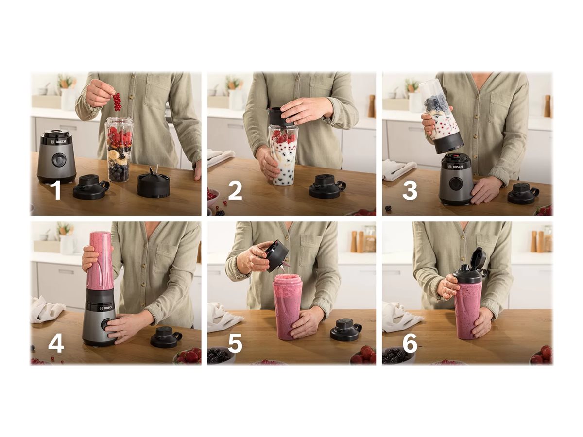 Bosch | VitaPower ToGo Smoothie Maker | MMB2111S | Tabletop | 450 W | Jar material Tritan | Jar capacity 0.6 L | Ice crushing | Silver - Image 10