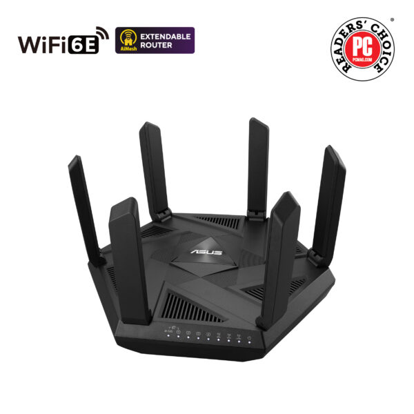 Wifi 6 802.11ax Tri-band Gigabit Gaming Router | RT-AXE7800 | 802.11ax | 574+4804+2402 Mbit/s | 10/100/1000 Mbit/s | Ethernet LAN (RJ-45) ports 4 | Mesh Support Yes | MU-MiMO Yes | No mobile broadband | Antenna type External