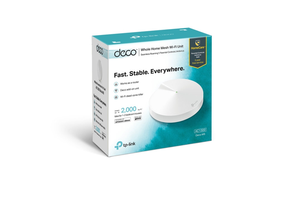 AC1300 Whole Home Mesh Wi-Fi System | Deco M5 (1-pack) | 802.11ac | 867+400 Mbit/s | 10/100/1000 Mbit/s | Ethernet LAN (RJ-45) ports 2 | Mesh Support Yes | MU-MiMO Yes | No mobile broadband | Antenna type 4xInternal per Deco uni - Image 5