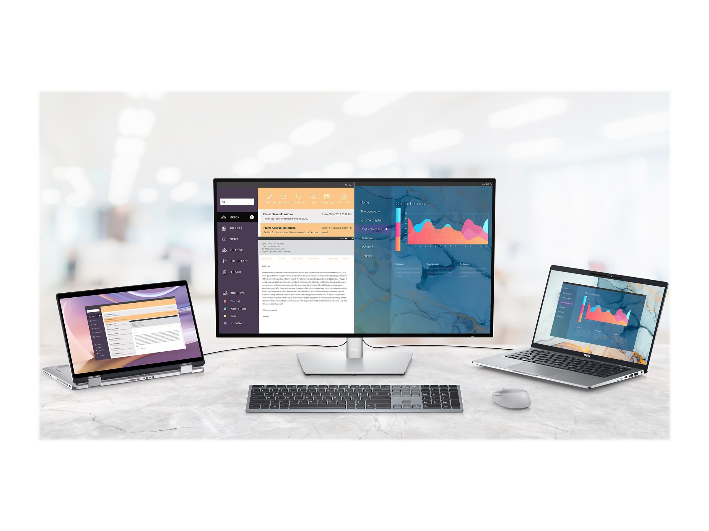 Dell | Keyboard | KB700 | Keyboard | Wireless | Russian | Titan Gray | 2.4 GHz, Bluetooth 5.0 - Image 12