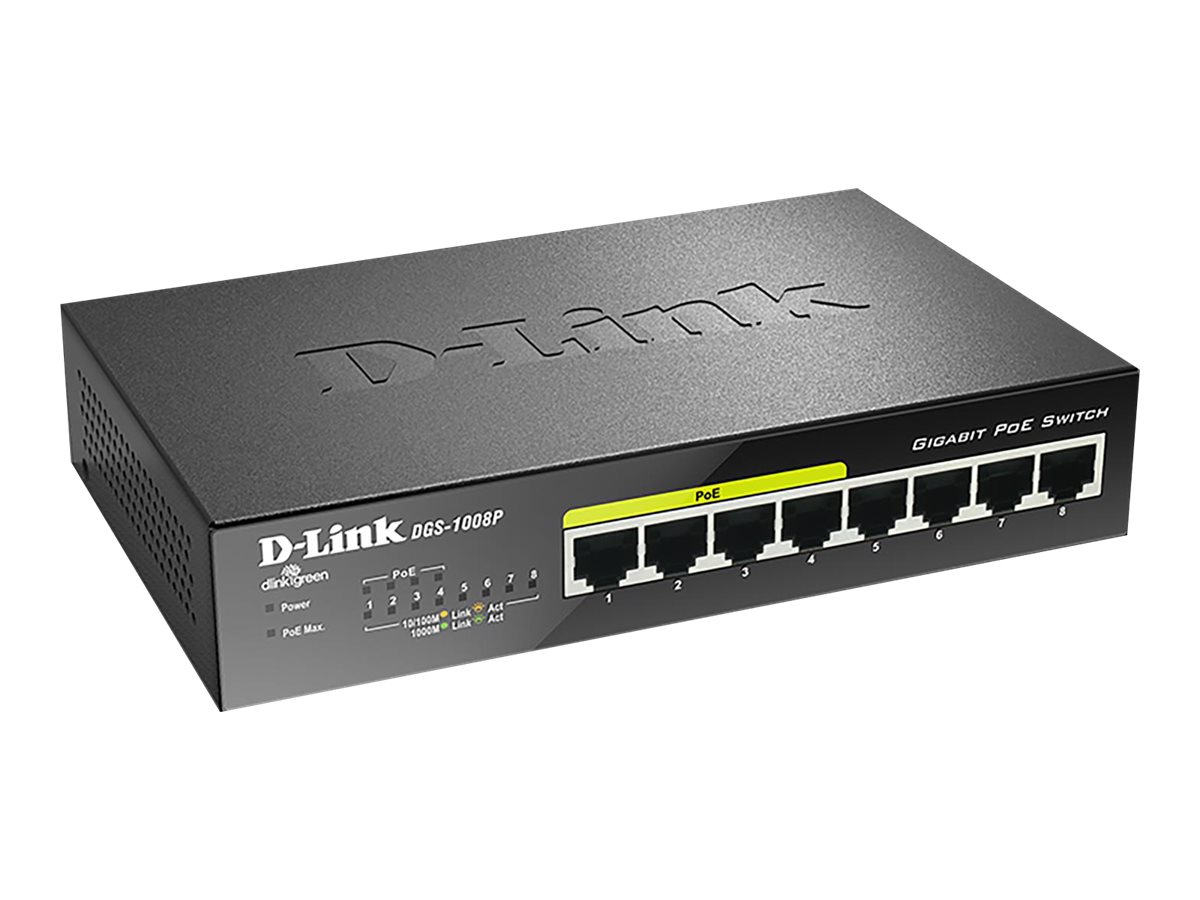 D-Link | 8-Port Gigabit PoE Switch (4xPoE) | DGS-1008P | Unmanaged | Desktop | Power supply type External - Image 4
