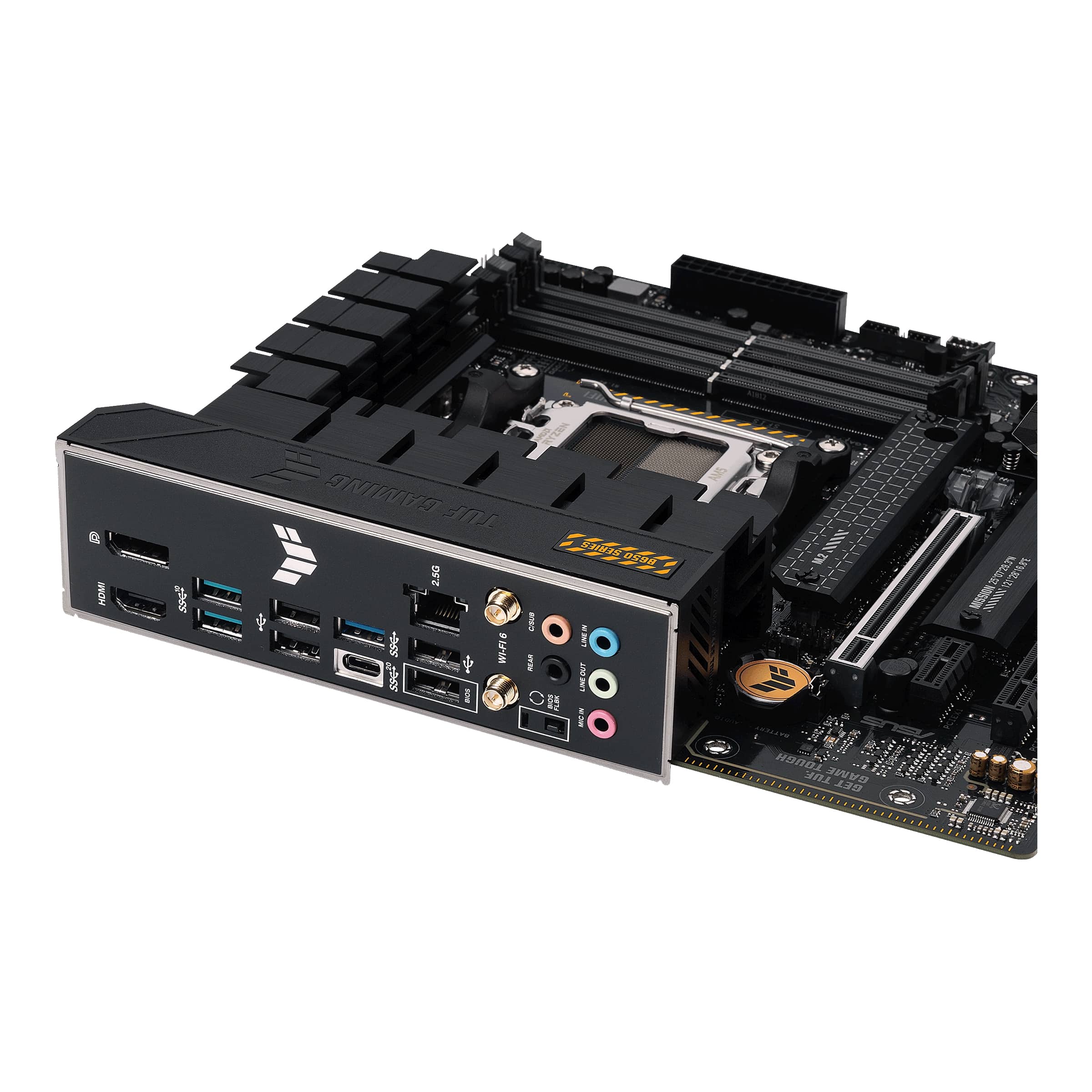 Asus | TUF GAMING B650M-PLUS WIFI | Processor family AMD | Processor socket AM5 | DDR5 DIMM | Memory slots 4 | Supported hard disk drive interfaces SATA, M.2 | Number of SATA connectors 4 | Chipset AMD B650 | micro-ATX - Image 7