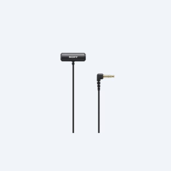 Sony | Compact Stereo Lavalier Microphone | ECM-LV1 | The ECM-LV1 is equipped with miniature omnidirectional mic capsules that capture clear, high-quality sound from any direction; Compact and inconspicuous, it can be connected to various devices via 0.14 " stereo mini-jack and used in a wide range of situations