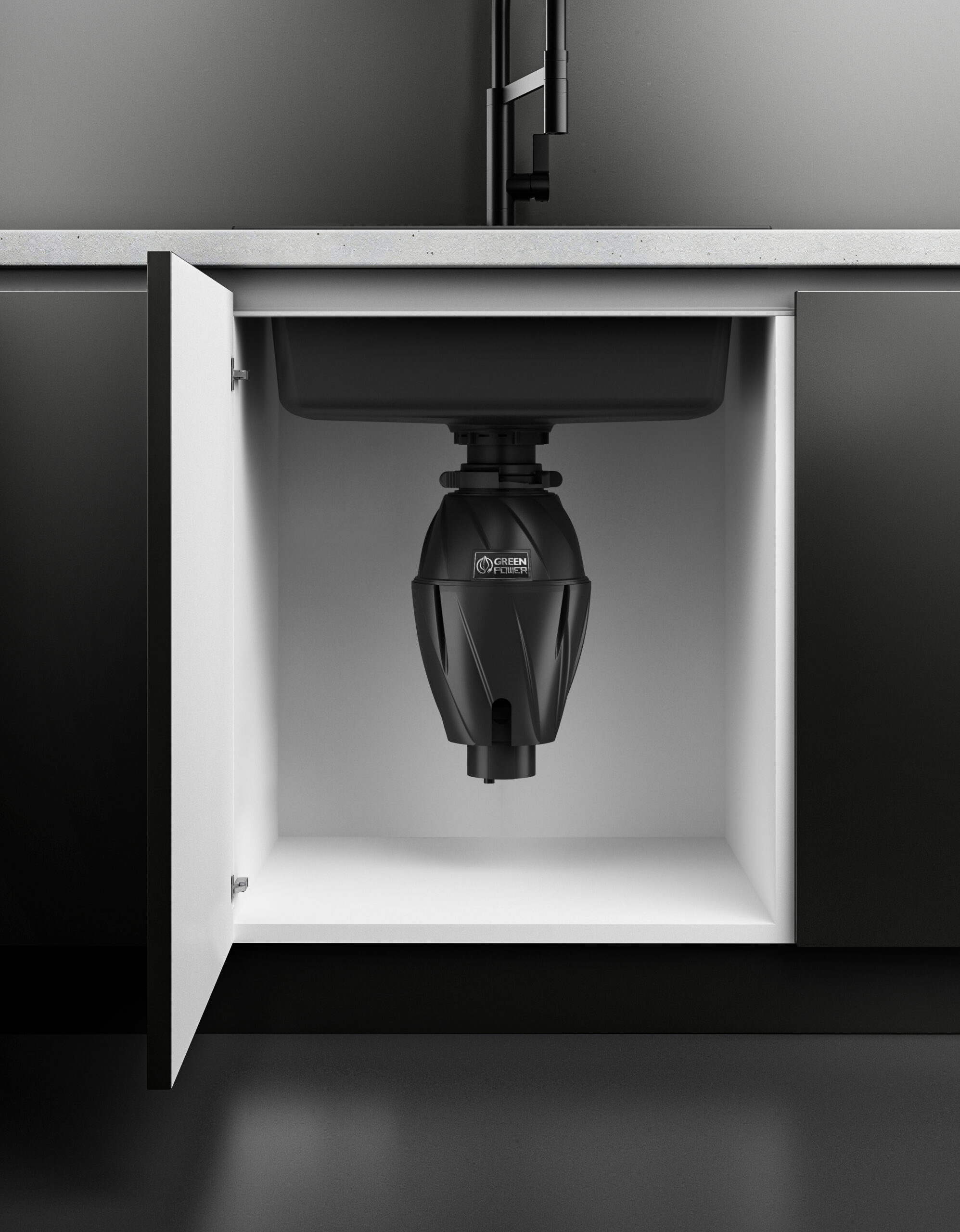 Elleci | Kitchen Waste Grinder | TDH01000BK Green Power 1 HP DeLuxe | 750 W | 1070 ml | 2800 RPM | Black - Image 3