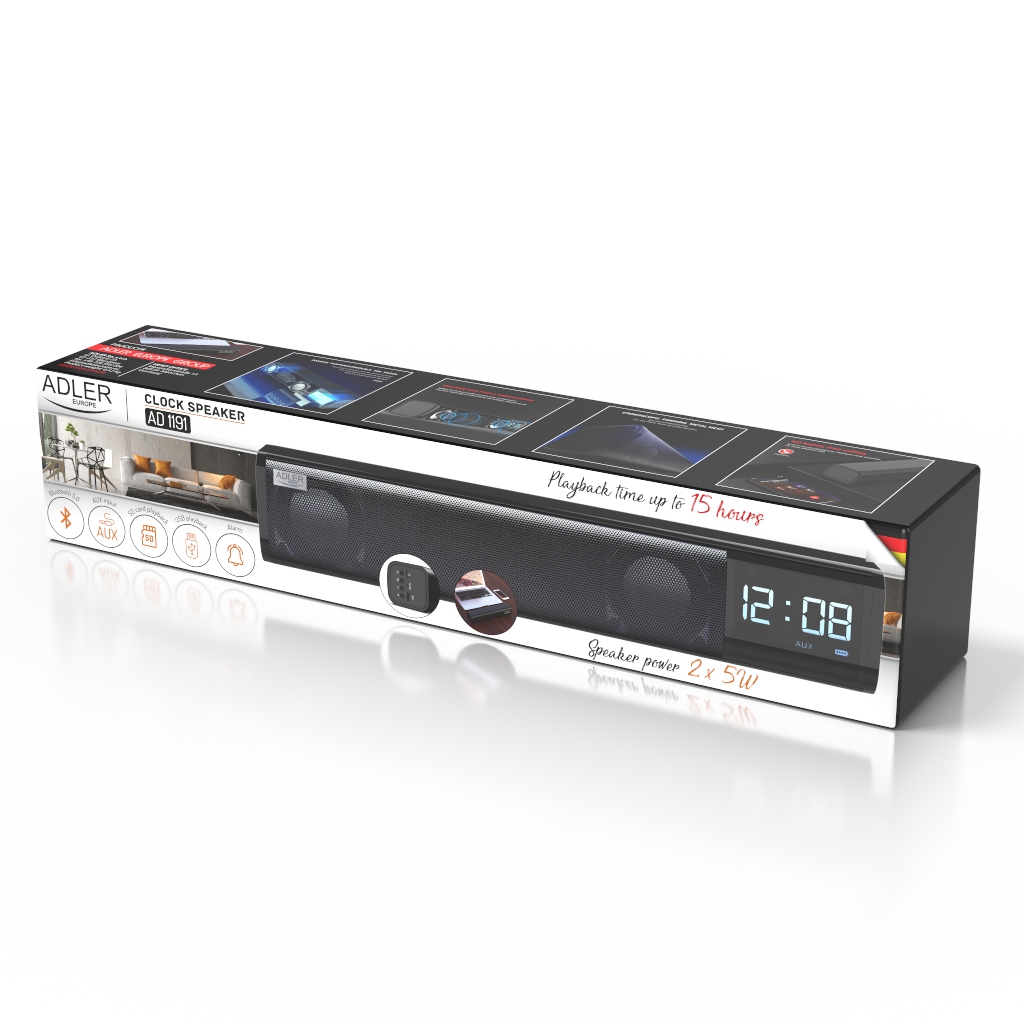 Adler | Clock Speaker | AD 1191 | Bluetooth | Black | Portable | Wireless connection - Image 5