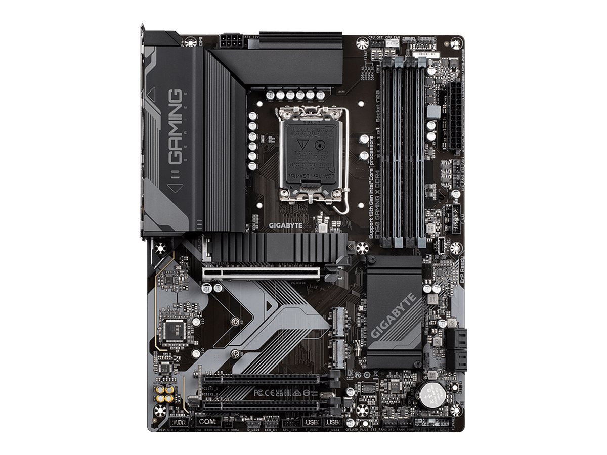Gigabyte | B760 GAMING X DDR4 1.0 M/B | Processor family Intel | Processor socket LGA1700 | DDR4 DIMM | Memory slots 4 | Supported hard disk drive interfaces SATA, M.2 | Number of SATA connectors 4 | Chipset Intel B760 Express | ATX