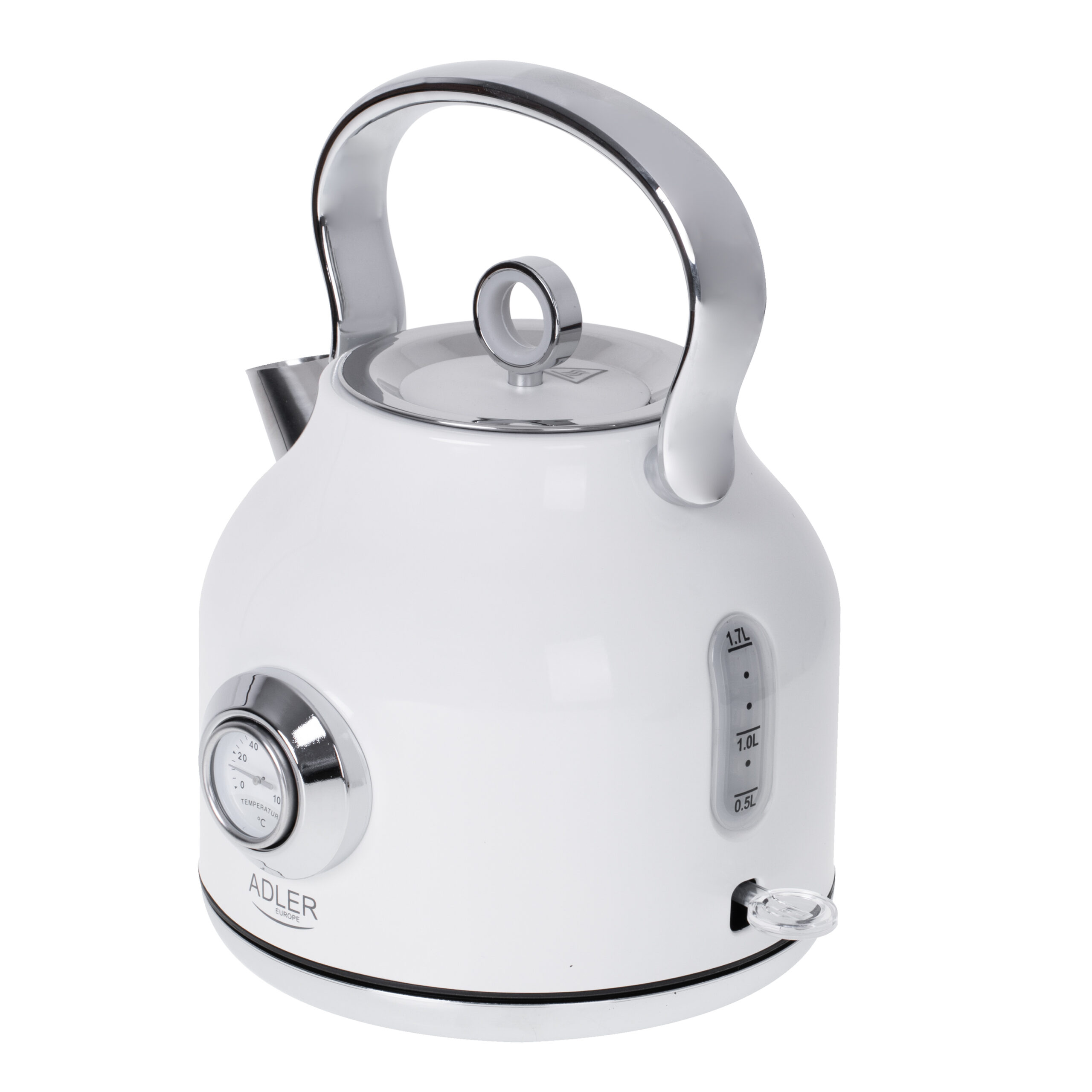 Adler | Kettle with a Thermomete | AD 1346w | Electric | 2200 W | 1.7 L | Stainless steel | 360° rotational base | White - Image 3