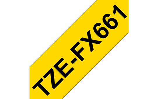 Brother | TZe-FX661 Flexible ID Laminated Tape | Black on Yellow | TZe | 8 m | 3.6 cm