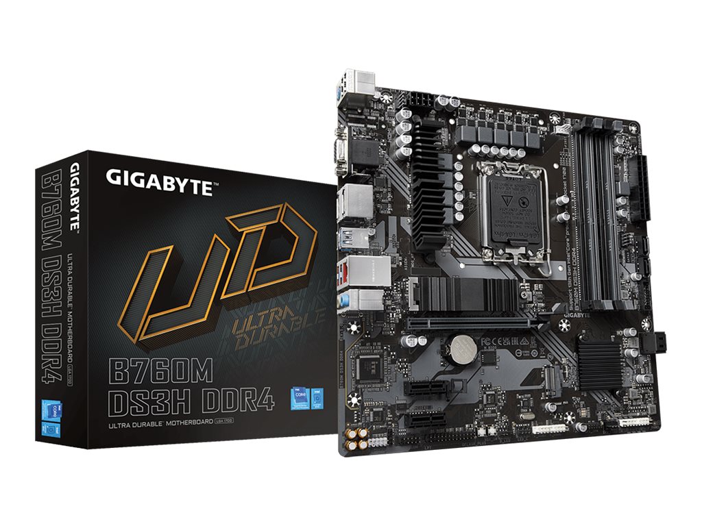 Gigabyte | B760M DS3H DDR4 1.0 M/B | Processor family Intel | Processor socket LGA1700 | DDR4 DIMM | Memory slots 4 | Supported hard disk drive interfaces SATA, M.2 | Number of SATA connectors 4 | Chipset Intel B760 Express | Micro ATX - Image 10