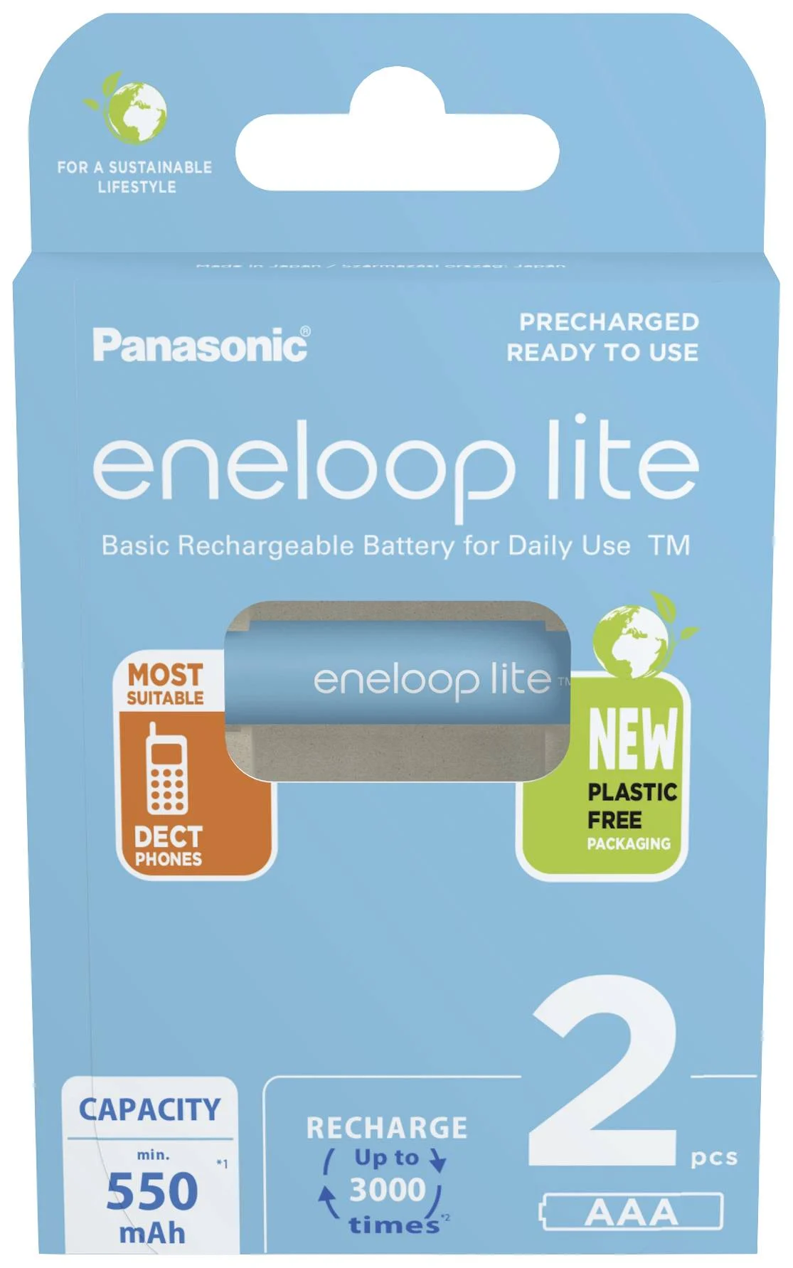 Panasonic | ENELOOP Lite BK-4LCCE/2BE | AAA | 550 mAh | 2 pc(s)