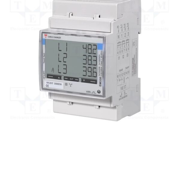 Carlo Gavazzi | Power meter 3f 400V 5A LCD RS485 Modbus port MID certificate | EM330 | 5 A