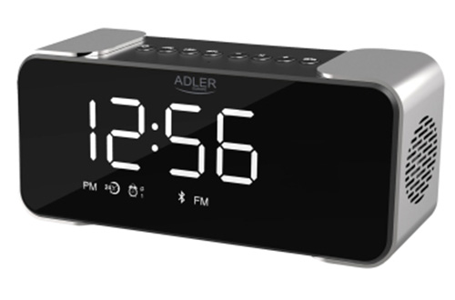 Adler | Wireless alarm clock with radio | AD 1190 | Alarm function | AUX in | Silver/Black