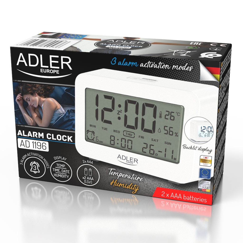 Adler | Alarm Clock | AD 1196w | Alarm function | White - Image 3