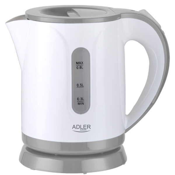 Adler | Kettle | AD 1371g | Electric | 850 W | 0.8 L | Stainless steel/Polypropylene | 360° rotational base | White/Grey
