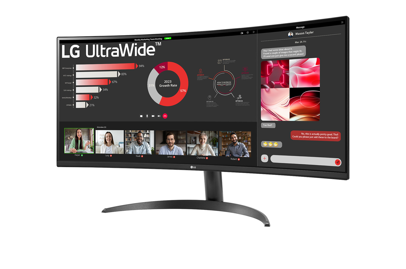 LG | 34WR50QK-B | 34 " | VA | QHD | 21:9 | 100 Hz | 5 ms | 3440 x 1440 pixels | 240 cd/m² | HDMI ports quantity 2 - Image 5