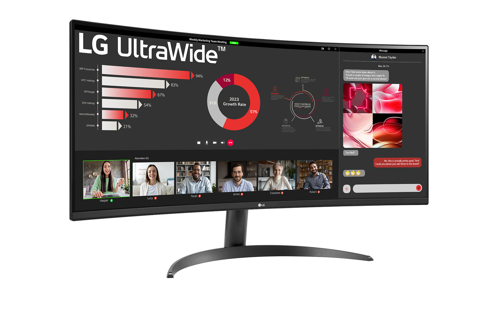 LG | 34WR50QK-B | 34 " | VA | QHD | 21:9 | 100 Hz | 5 ms | 3440 x 1440 pixels | 240 cd/m² | HDMI ports quantity 2 - Image 7