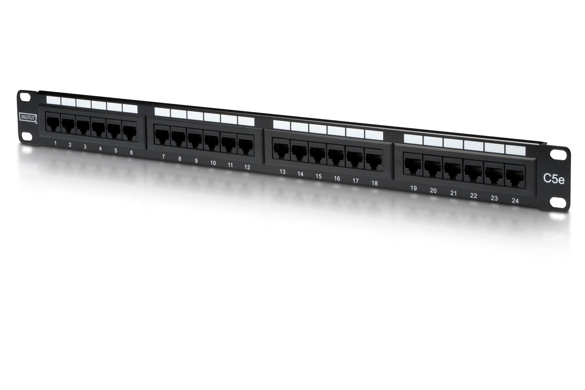 Digitus | Patch Panel | DN-91524U | Black | Category: CAT 5e; Ports: 24 x RJ45; Retention strength: 7.7 kg; Insertion force: 30N max | 48.2 x 4.4 x 10.9 cm - Image 3
